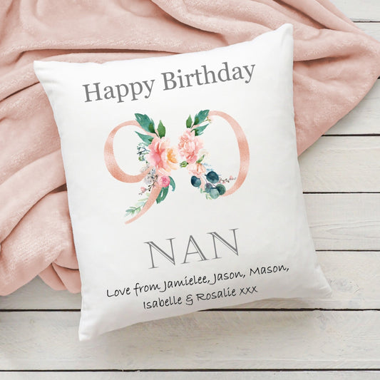 90th Birthday personalised cushion, 90th Birthday gift, Monogram cushion, initial cushion