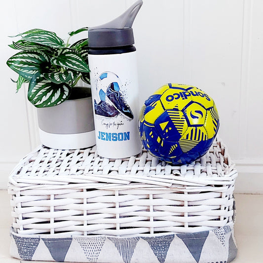 Personalised football water bottle, gift for a boy, football bottle, drink bottle