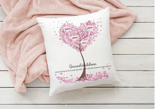 Personalised family tree cushion, grandchildren family tree, personalised gift for Grandparents, personalised gift for Nan