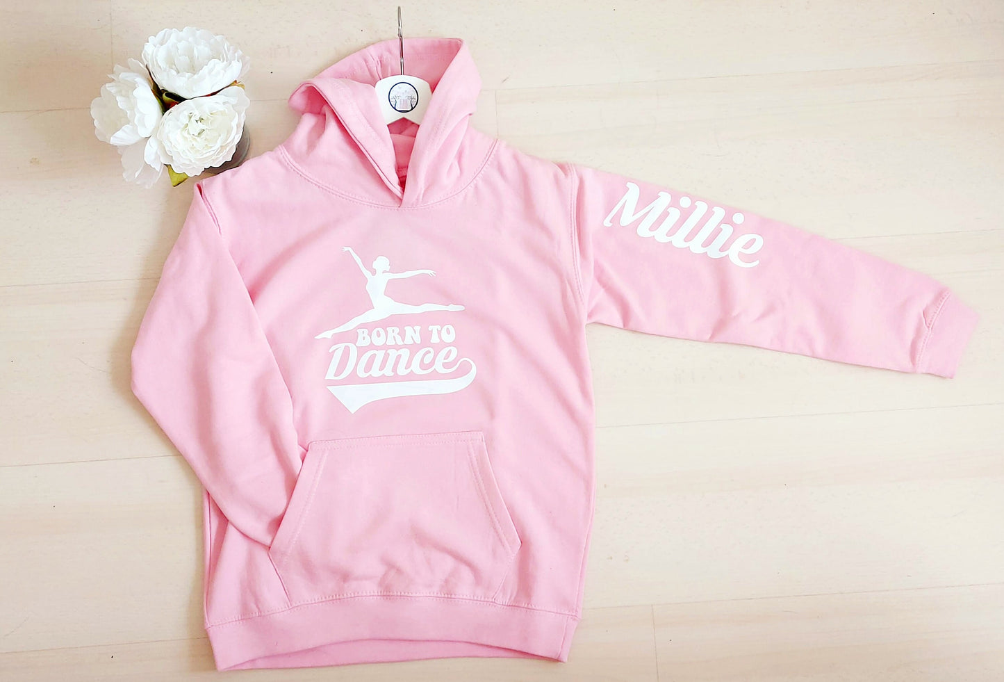 Personalised pink Born to Dance hoodie, personalised dance gift, gift for a dancer, ballet gift, personalised pink dance hoodie