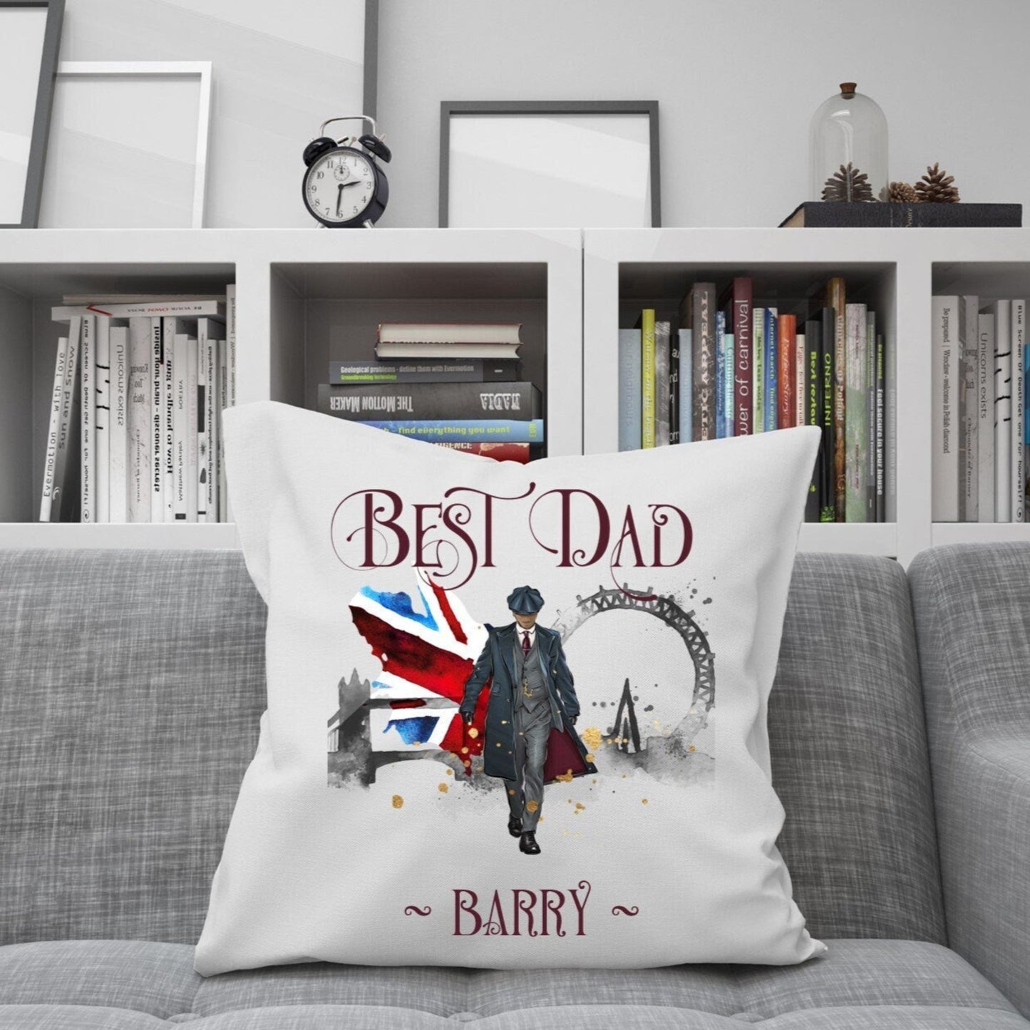 Personalised Best Dad cushion, gift for Dad, Best Dad cushion, Peaky Blinders inspired cushion, London cushion