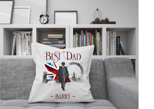 Personalised Best Dad cushion, gift for Dad, Best Dad cushion, Peaky Blinders inspired cushion, London cushion