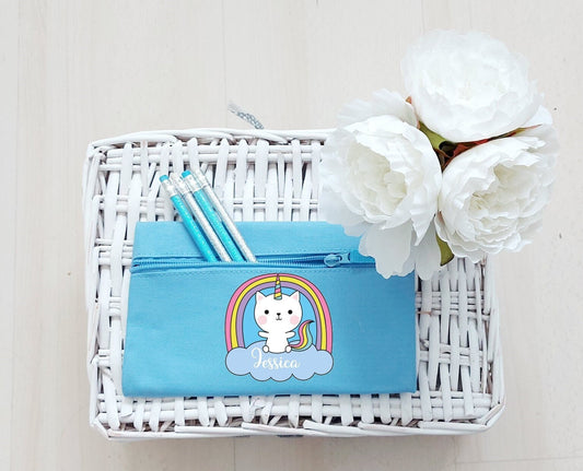 Personalised kitten pencil case, child's pencil case, cat pencil case, personalised pencil case, kitticorn pencil case