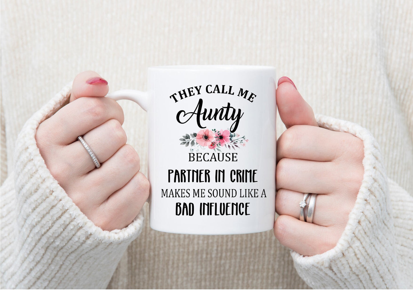 They call me Aunty because Partner in Crime makes me sound like a bad influence mug
