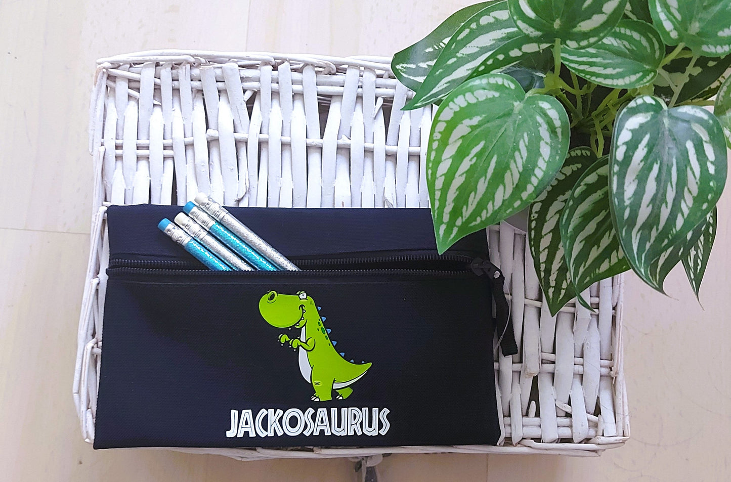 Personalised dinosaur pencil case, child's pencil case, blue pencil case, personalised pencil case