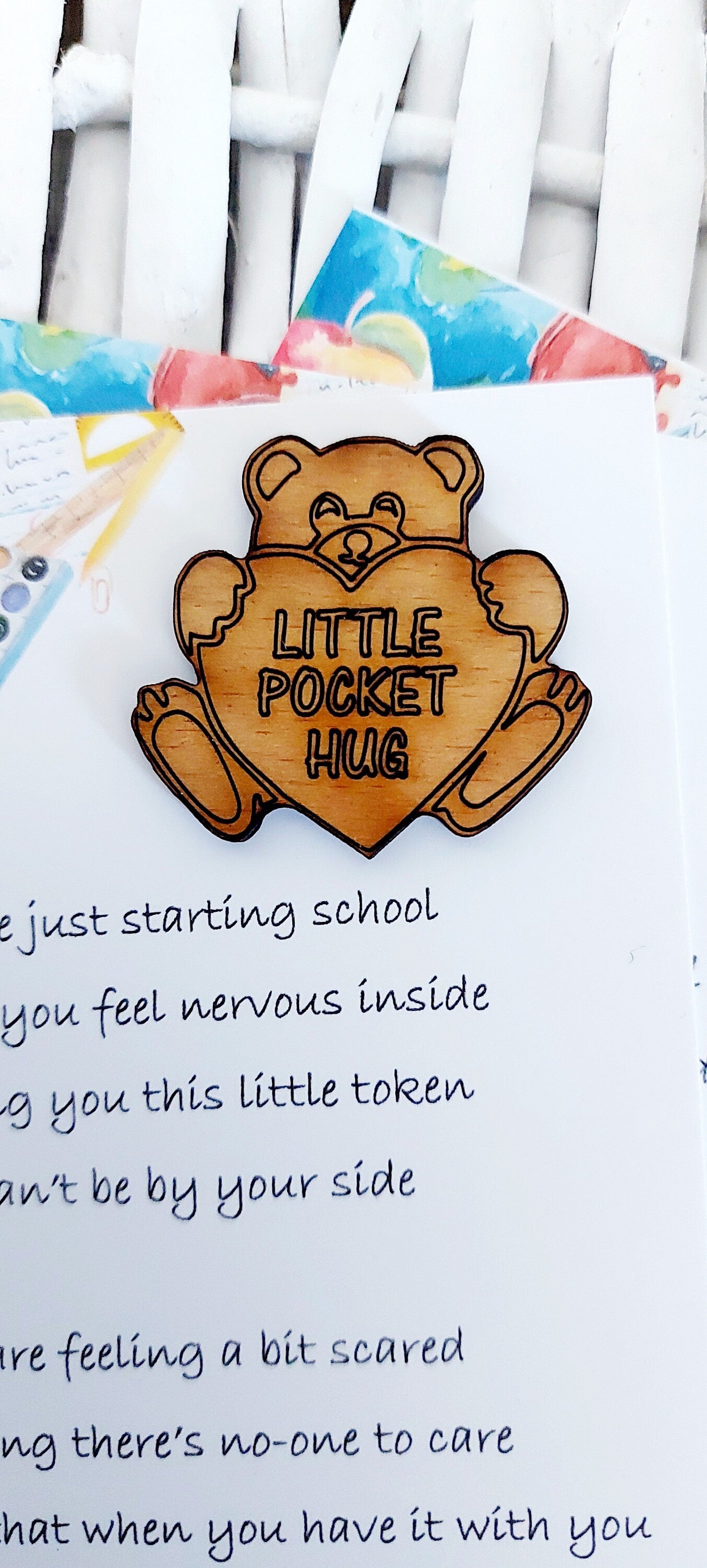 Personalised Teddy Bear Good Luck token/ teddy bear pocket hug for new school starter, teddy bear hug