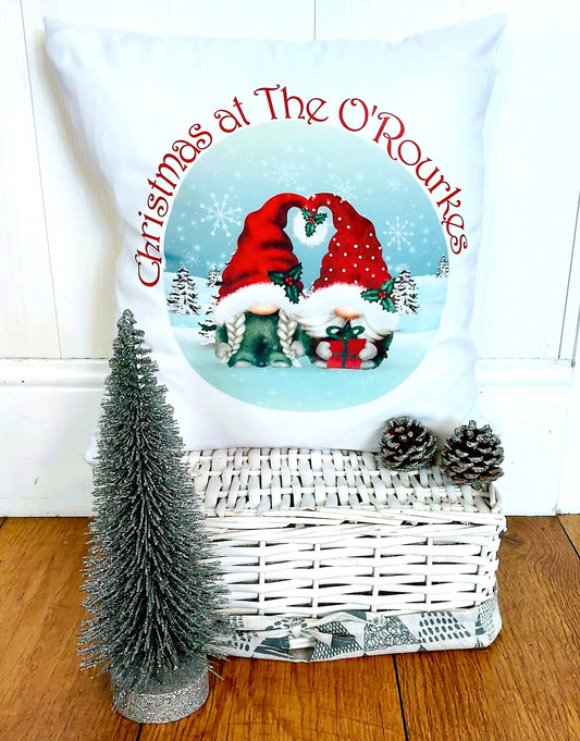 Personalised Christmas gnome cushion, Christmas cushion, Christmas gift