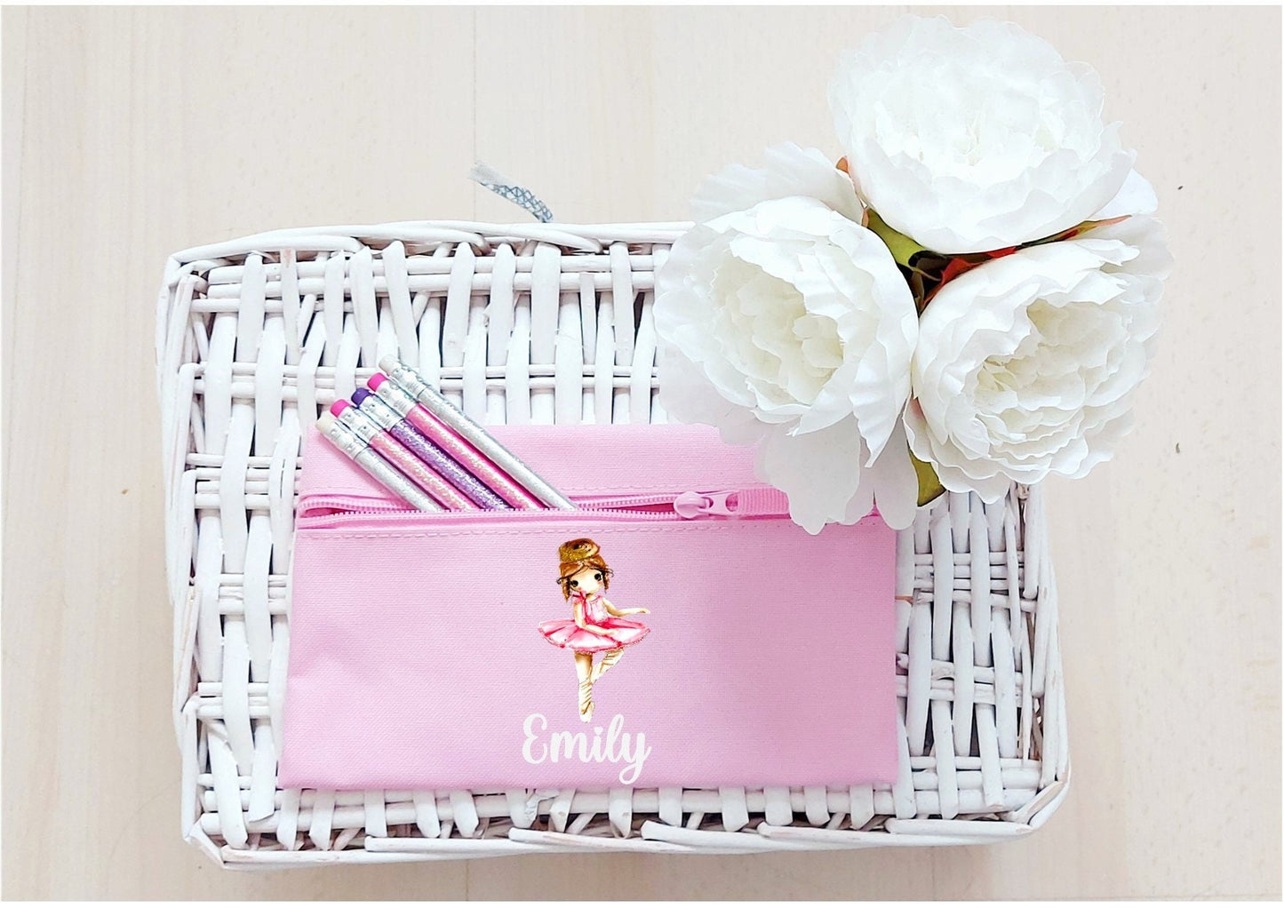 Personalised pink ballerina pencil case, child's pencil case, ballerina pencil case, personalised pencil case