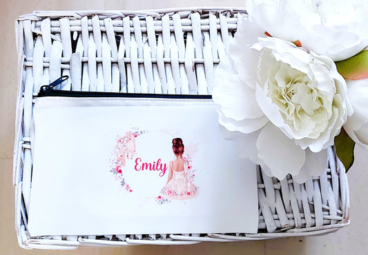 Personalised ballerina pencil case, ballerina makeup bag, personalised makeup bag for dancer