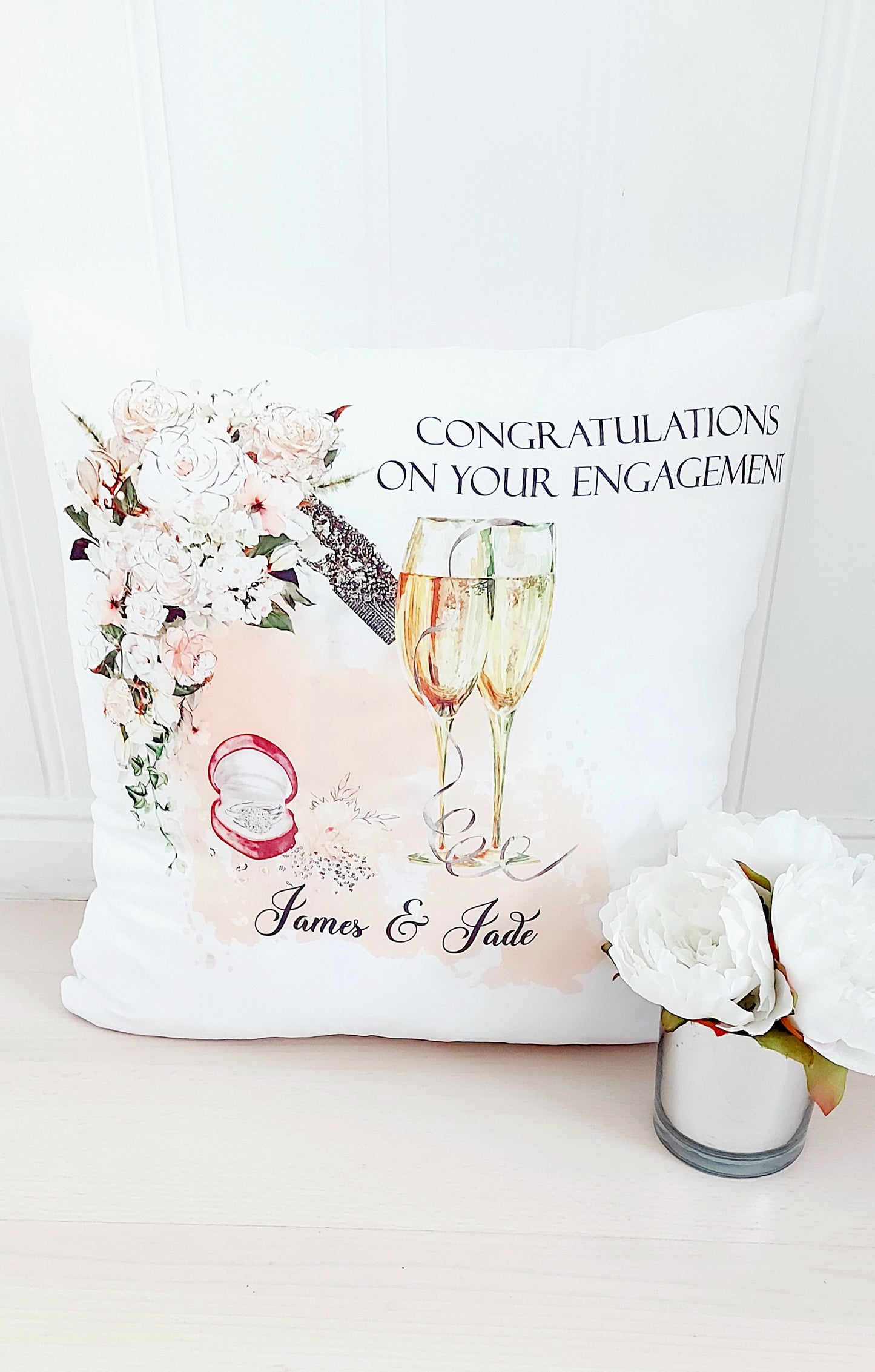 Personalised engagement cushion, couples cushion, engagement gift, engagement present for couples