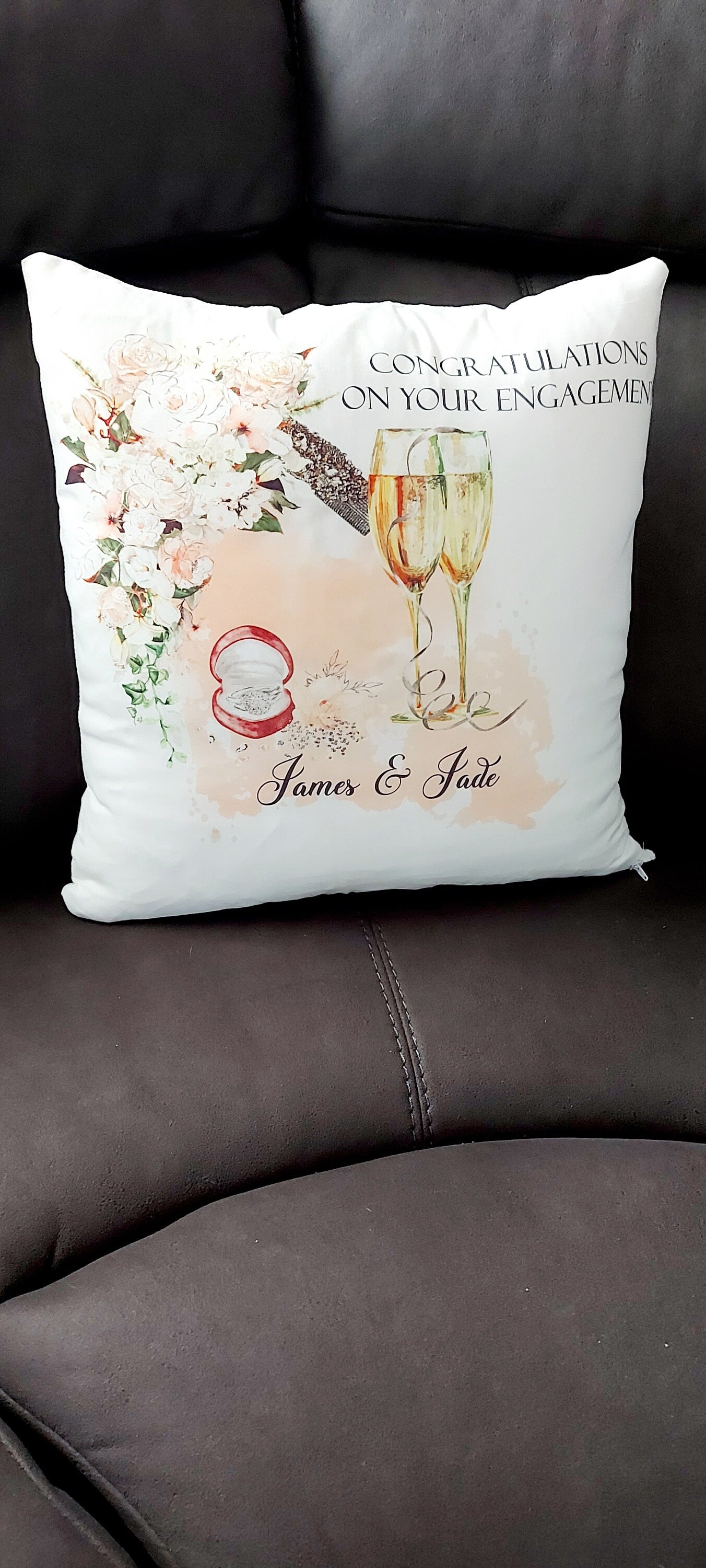 Personalised engagement cushion, couples cushion, engagement gift, engagement present for couples