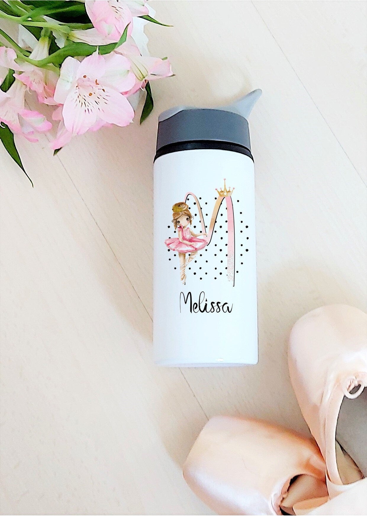 Personalised ballet water bottle, dance gift, gift for a dancer, school water bottle, personalised ballerina gift, gift for ballet dancer