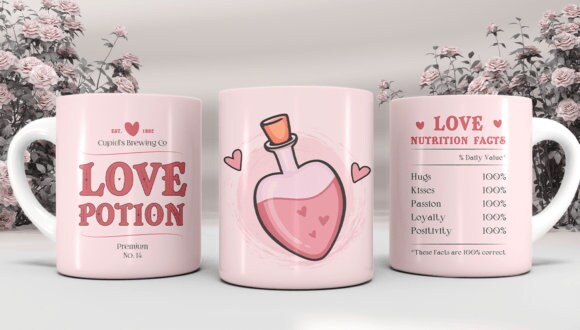 Cute love potion Valentines mug, Valentines' Day gift, gift for her, gift for girlfriend