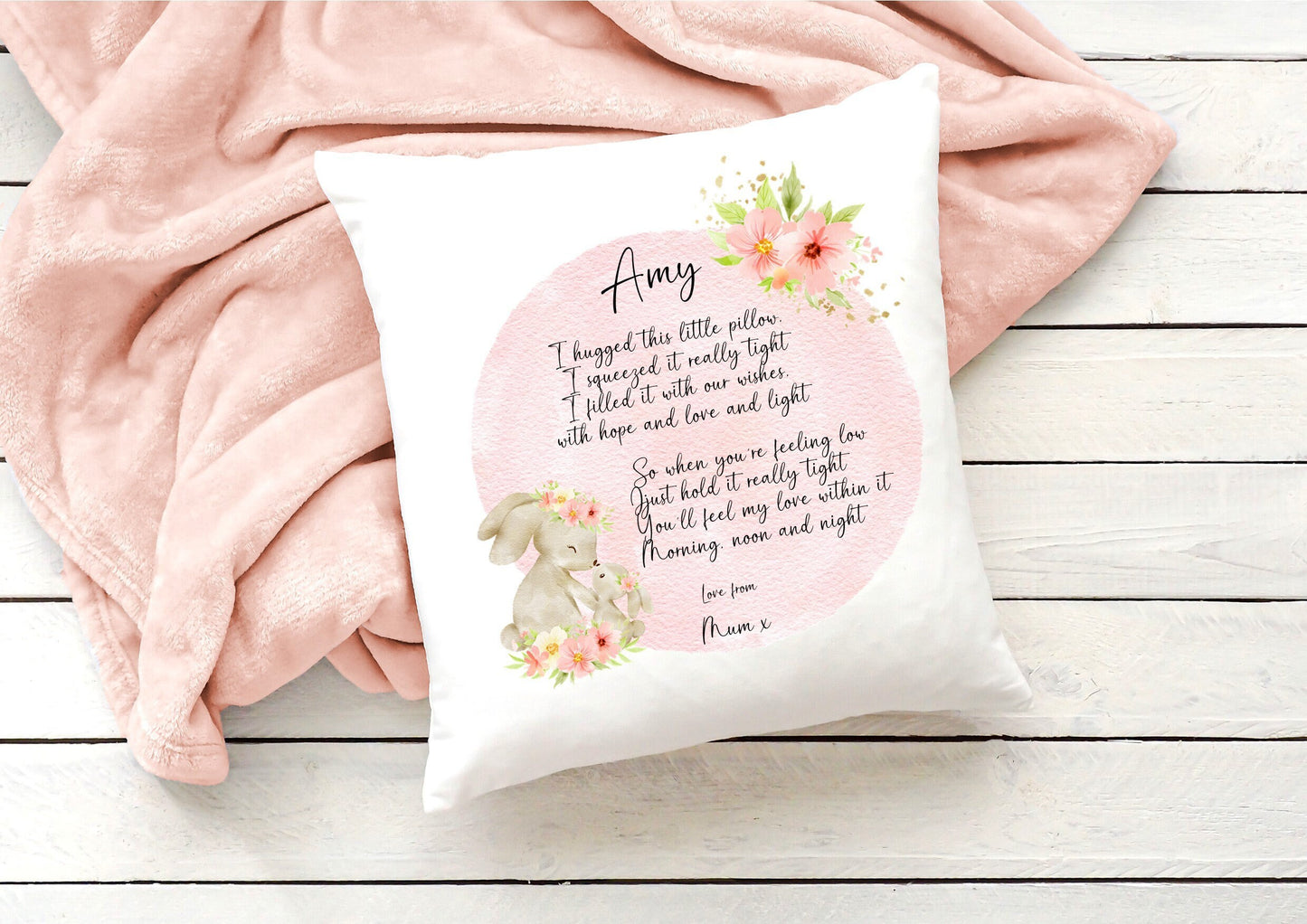 Personalised hug cushion "We hugged this little pillow; Mum, Mummy, Nan, Nanna, Gran, Mother's Day gift,