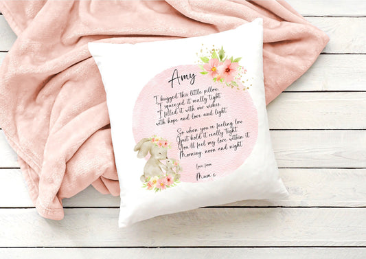 Personalised hug cushion "We hugged this little pillow; Mum, Mummy, Nan, Nanna, Gran, Mother's Day gift,