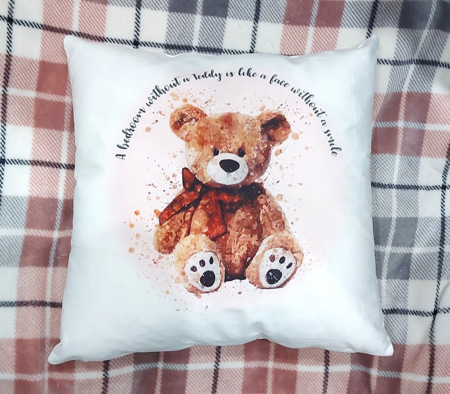 Personalised teddy bear cushion, gift for a baby girl, new baby gift, nursery decor