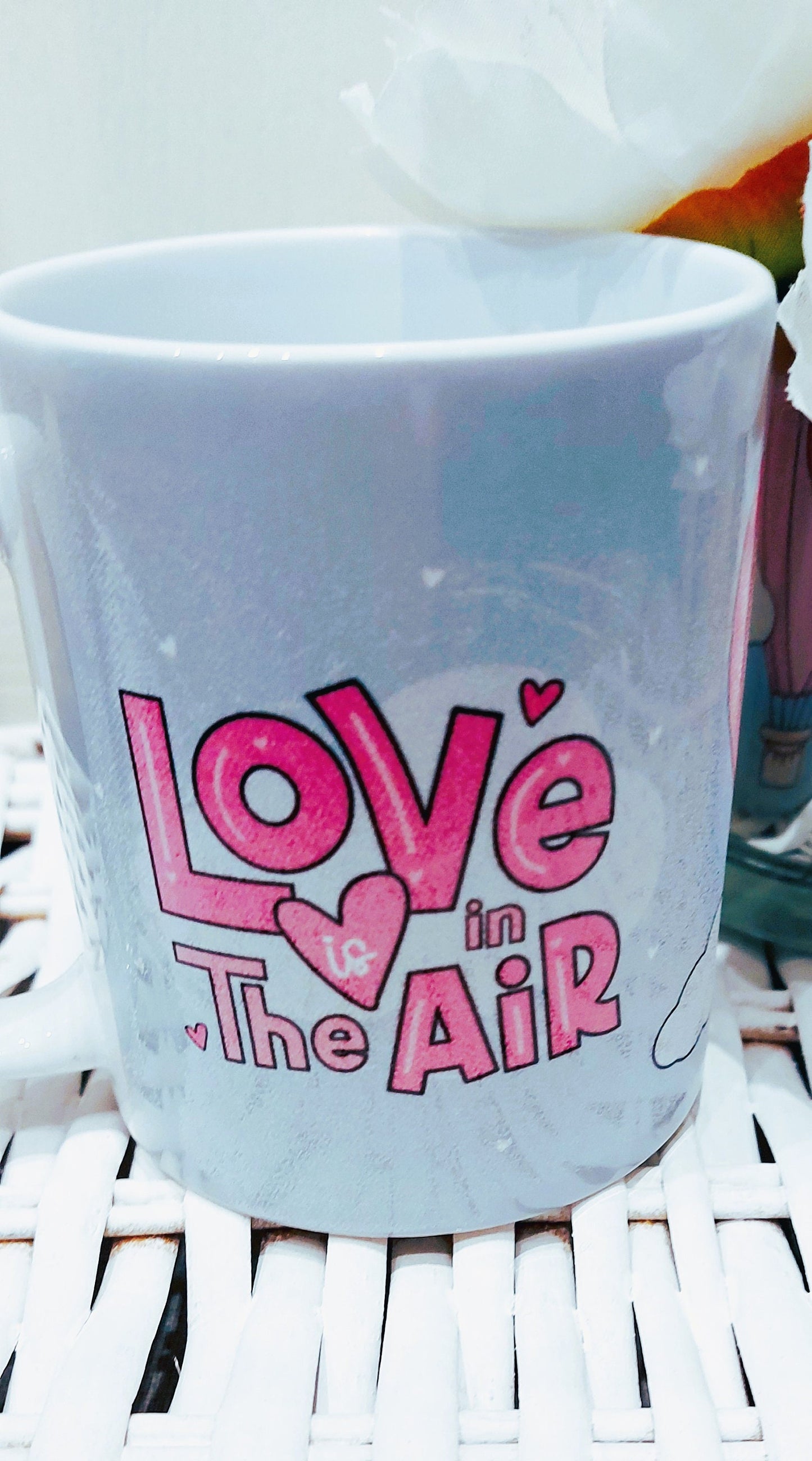 Cute love is in the air Valentines mug, Valentines' Day gift,gift for girlfriend, present for my boyfriend, hot air balloon mug