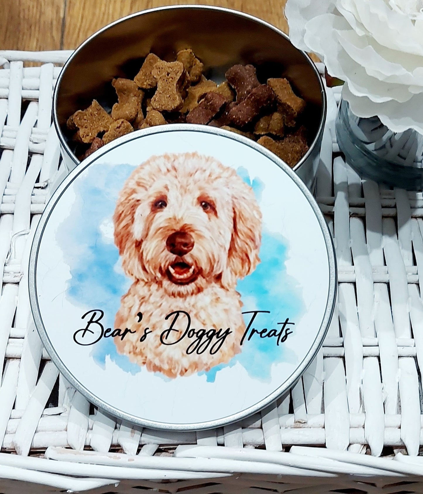 Dog treat tin, cockerpoo treat tin, gift for dog lover, goldendoodle gift - lots of colourways