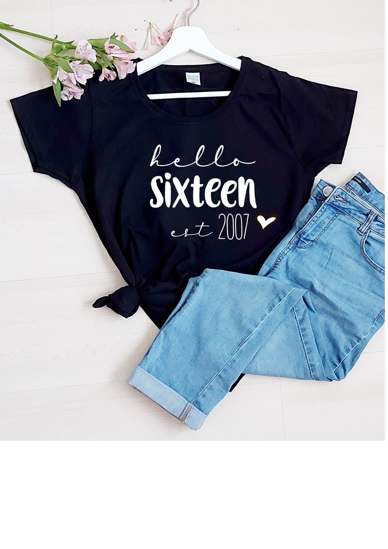 Hello Sixteen birthday t-shirt - pick your own colour personalised birthday tee