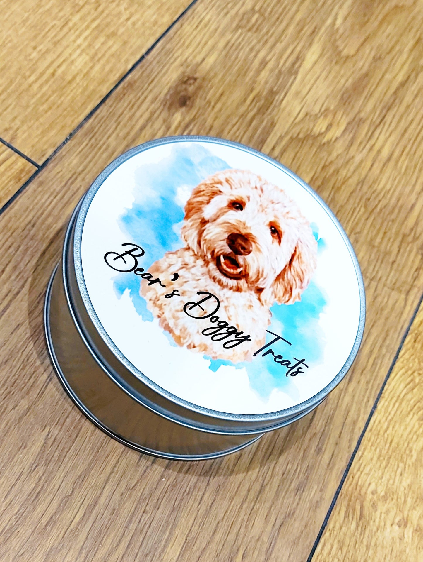 Dog treat tin, cockerpoo treat tin, gift for dog lover, goldendoodle gift - lots of colourways