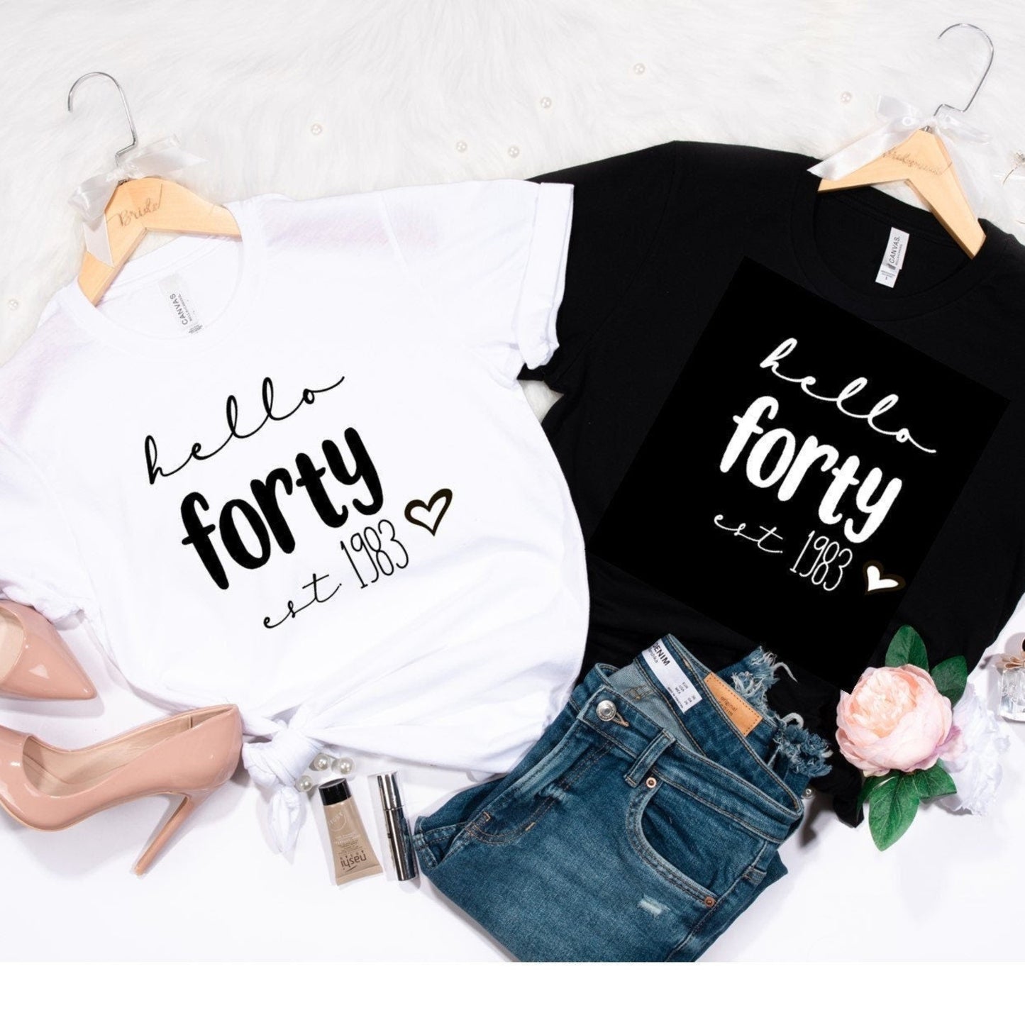 Hello Forty, 40th birthday t-shirt, Birthday t-shirt for a 40 year old.  Multiple colour options