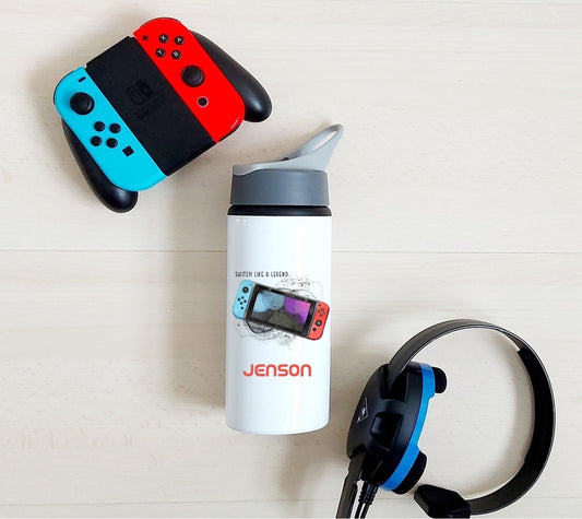 Personalised Switch style water bottle, gamer bottle, drinks bottle, gift for gamer, gift for boy