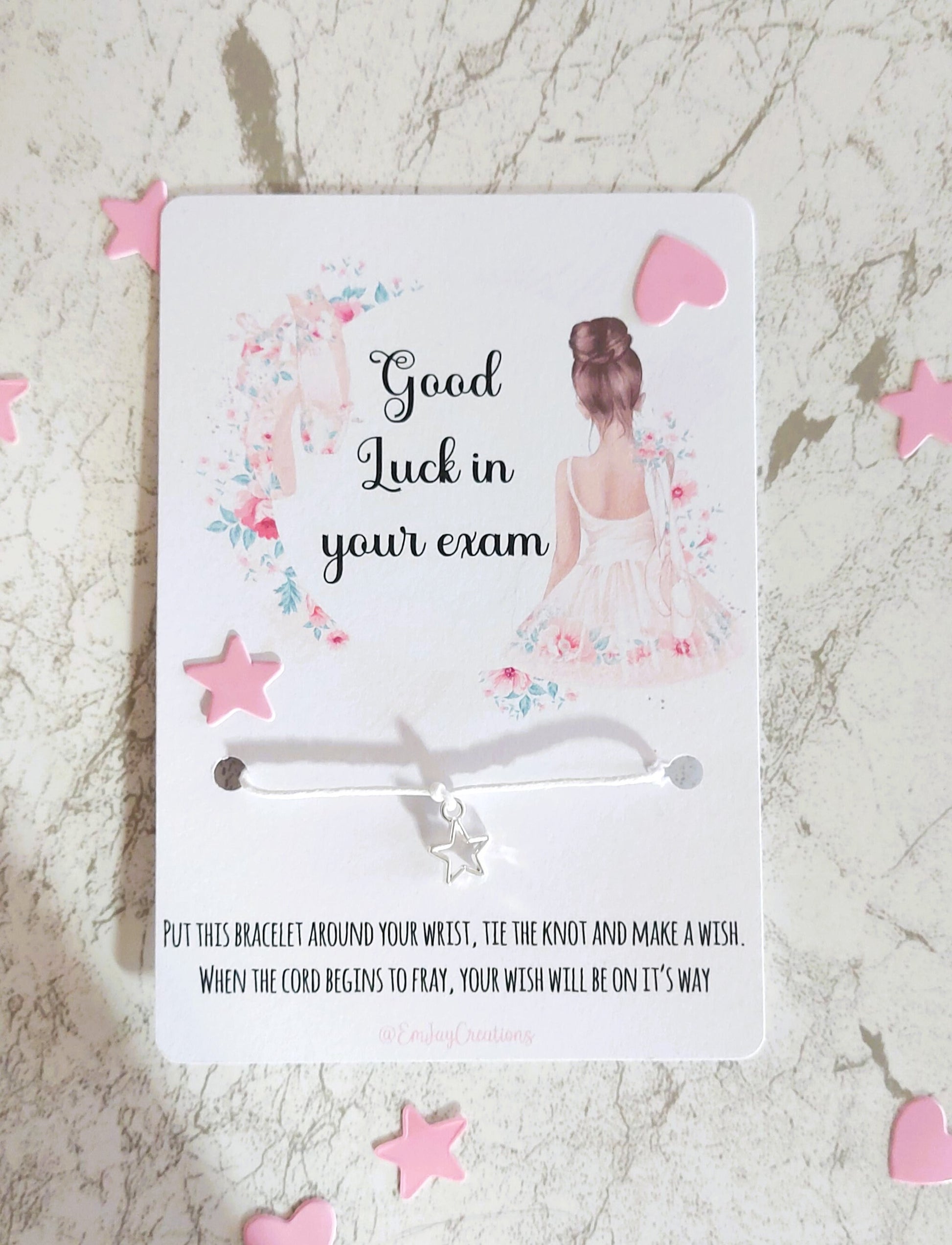 Ballet dance wish bracelet, Dancing school gift, dance keepsake, good luck in your exam, exam lucky charm, dance exam gift