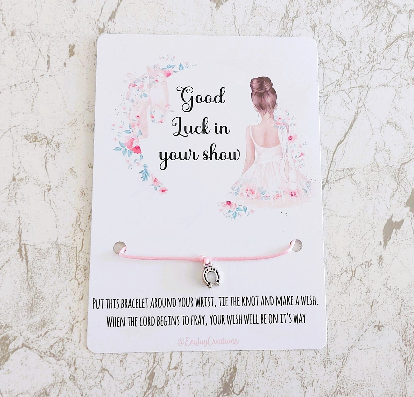 Customizable Ballerina Wish Bracelet for Good Luck in Your Dance Show - Perfect Gift for Dancers, Choose Your Charm and Cord Colour!