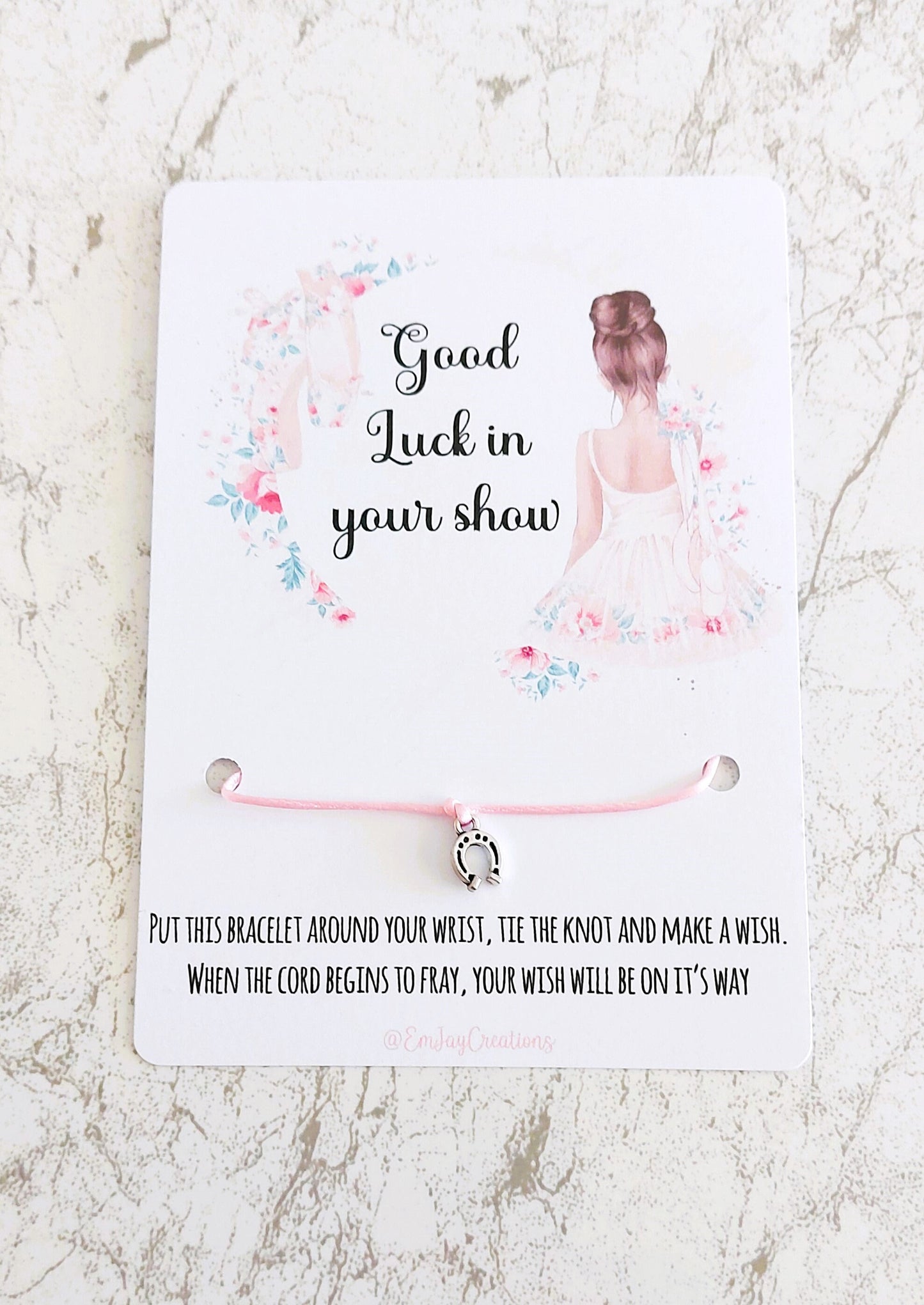 Customizable Ballerina Wish Bracelet for Good Luck in Your Dance Show - Perfect Gift for Dancers, Choose Your Charm and Cord Colour!