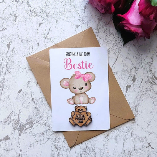 Bestie Pocket Hug, letterbox gift for my bestie, Pocket hug token, keepsake gift for best friend, Bear Shaped Hug Token, Send a Hug