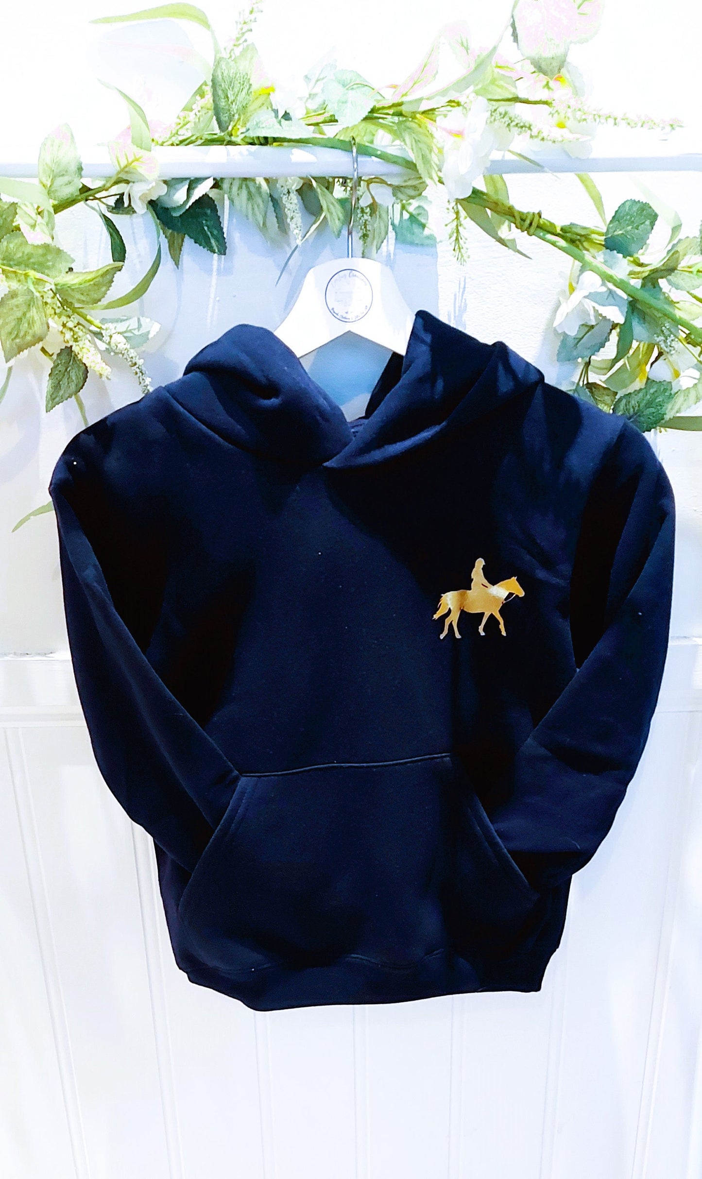 Personalised navy blue horseriding hoodie