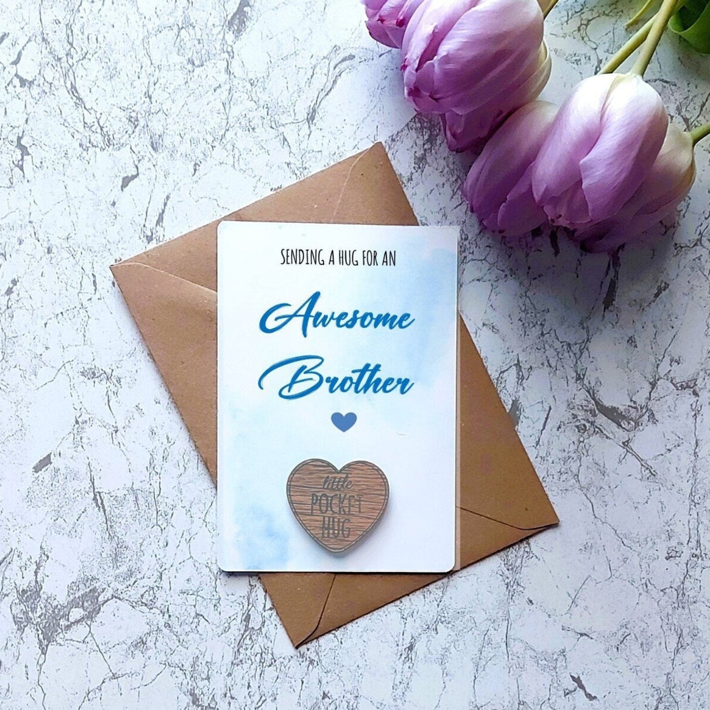 Awesome Brother Pocket Hug, letterbox gift for my brother, Pocket hug token, keepsake gift for Uncle, Heart Shaped Hug Token, Send a Hug