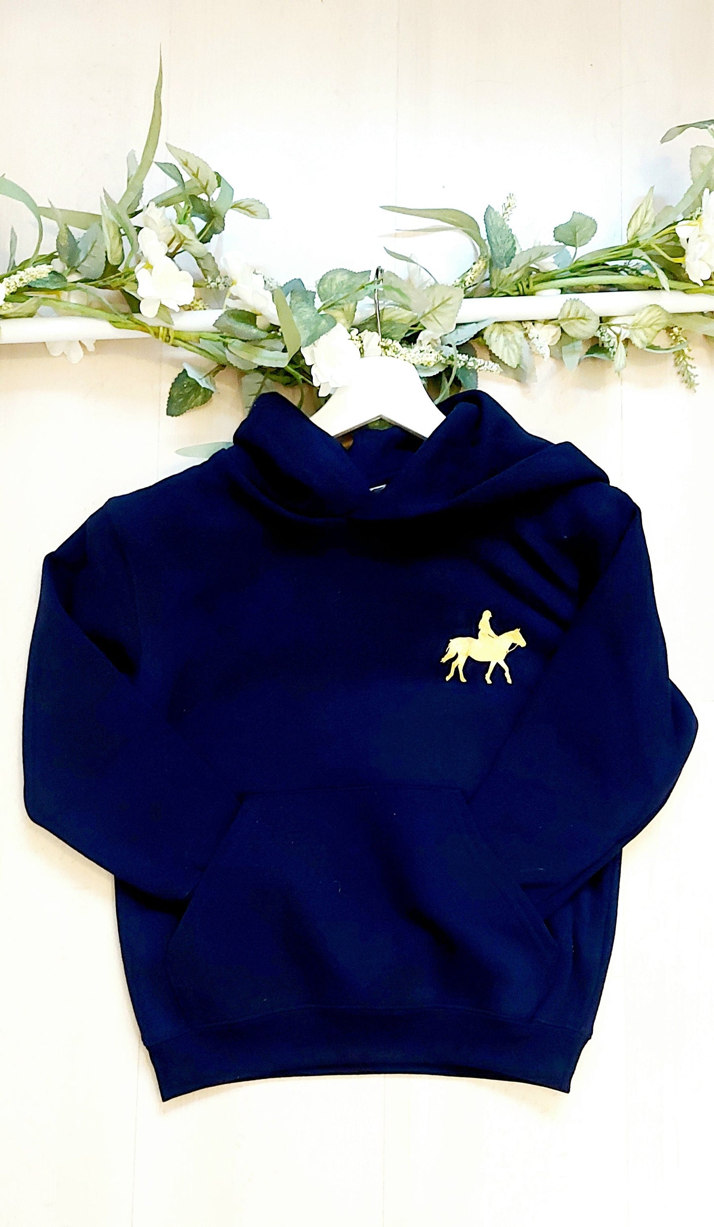 Personalised navy blue horseriding hoodie
