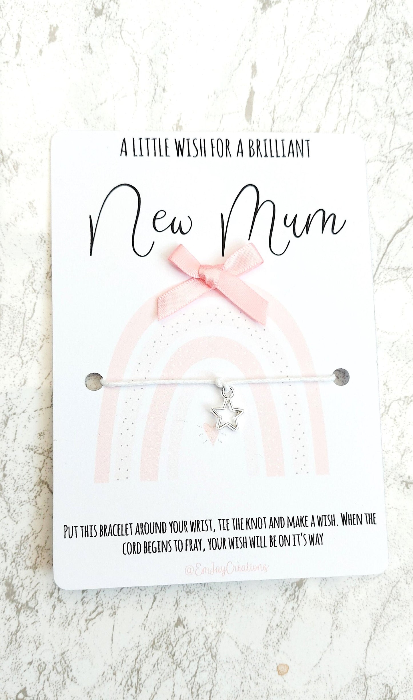 A Little wish for a brilliant new Mum Wish Bracelet, gift for a new Mum, mailable new baby gift