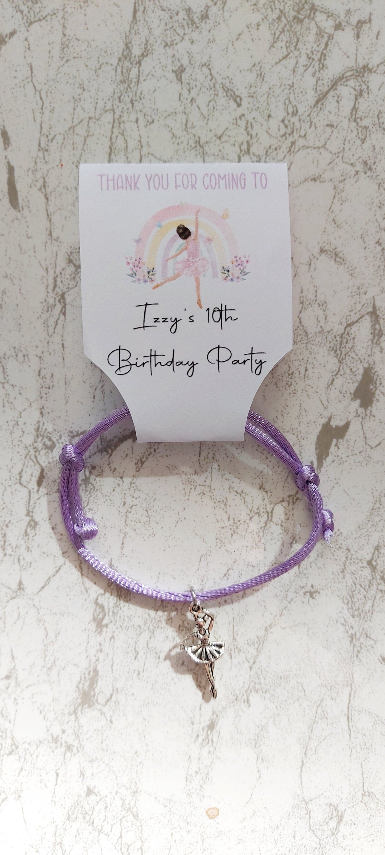 Adjustable ballerina bracelet party favour, charm bracelet, party bag filler, dance party, girl's birthday favours