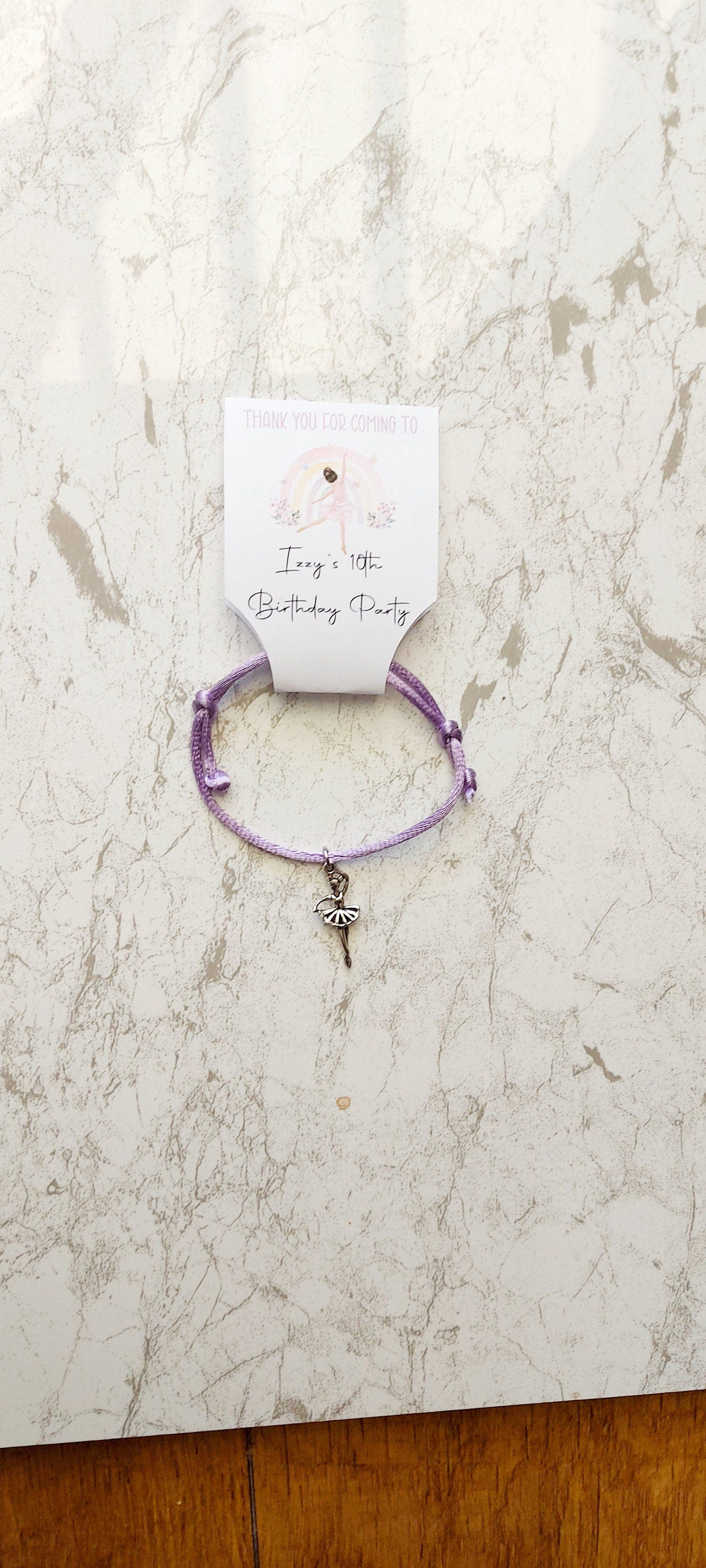 Adjustable ballerina bracelet party favour, charm bracelet, party bag filler, dance party, girl's birthday favours