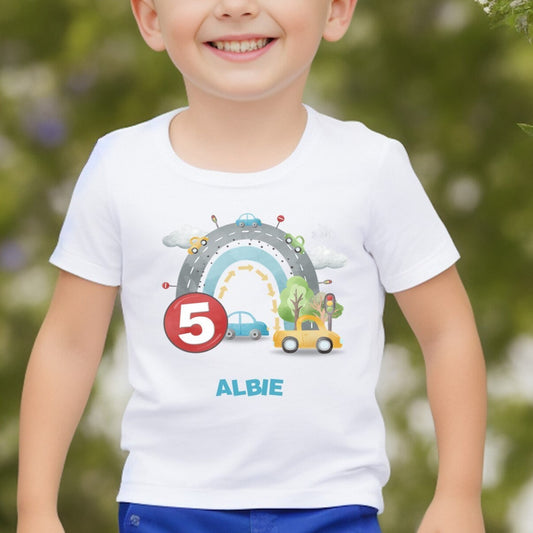 Boy's birthday t-shirt, birthday t-shirt, boys age birthday t-shirt, car birthday t-shirt - choose any age