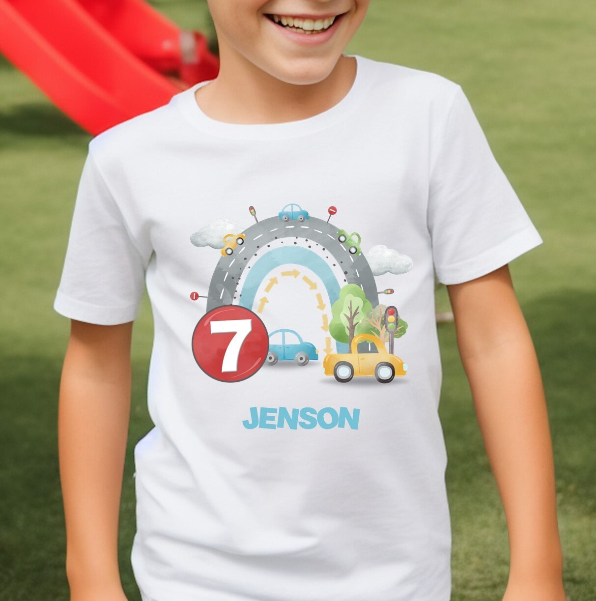 Boy's car theme birthday t-shirt - any age