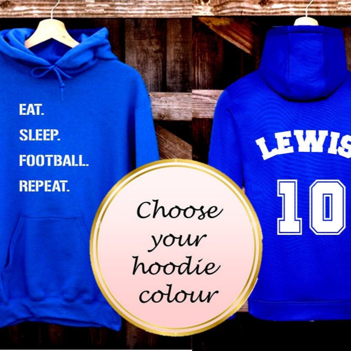 Personalised Eat Sleep Football Repeat hoodie basics