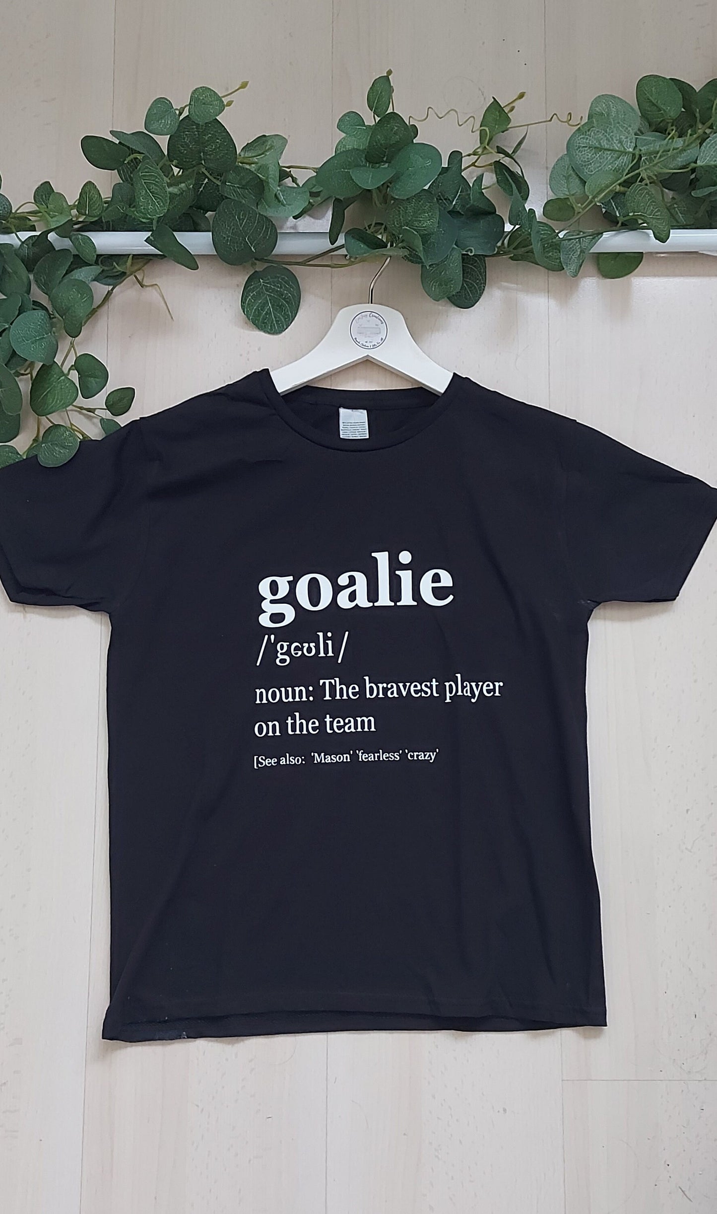 Personalised goalie definitions t-shirt, gift for goalkeeper, goalkeeper definitions, football gift