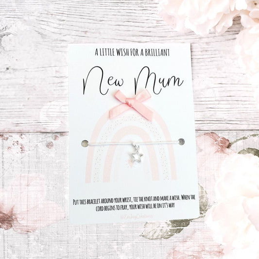 A Little wish for a brilliant new Mum Wish Bracelet, gift for a new Mum, mailable new baby gift