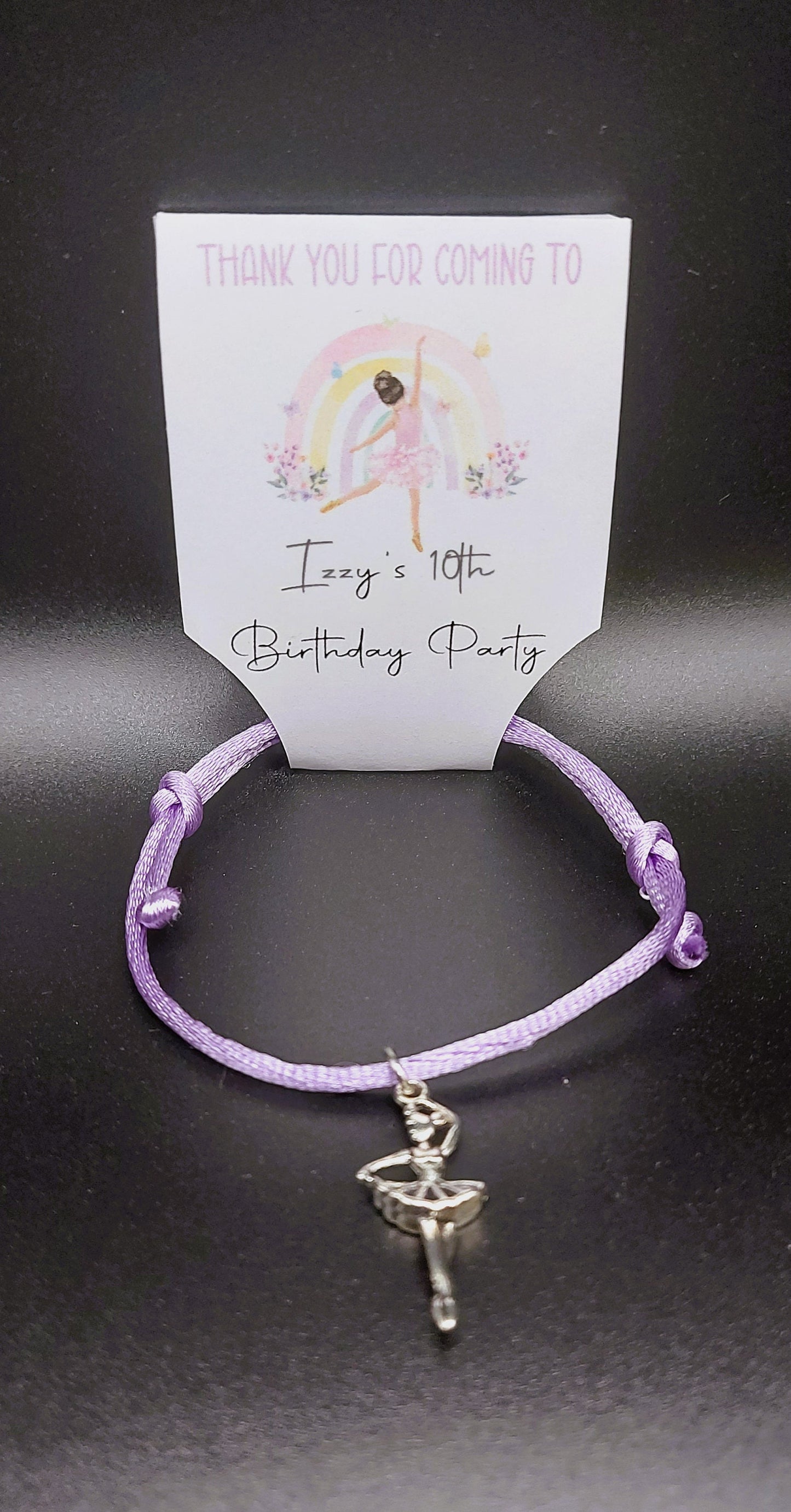 Adjustable ballerina bracelet party favour, charm bracelet, party bag filler, dance party, girl's birthday favours